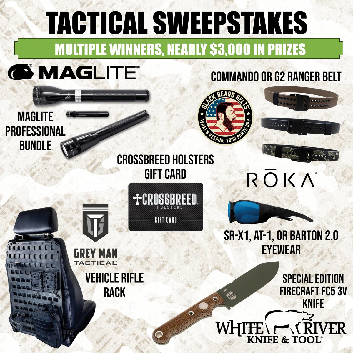 DandLPR's tweet photo. It's time for another giveaway. Multiple opportunities to win fabulous prizes from @MAGLITE @Blackbeardbelts ROKA @greymantac @WhiteRiverKnife and @CBHolsters. Enter at https://t.co/uT7C6PYGqF. Contest ends March 31. https://t.co/qJ8vsMLM6S