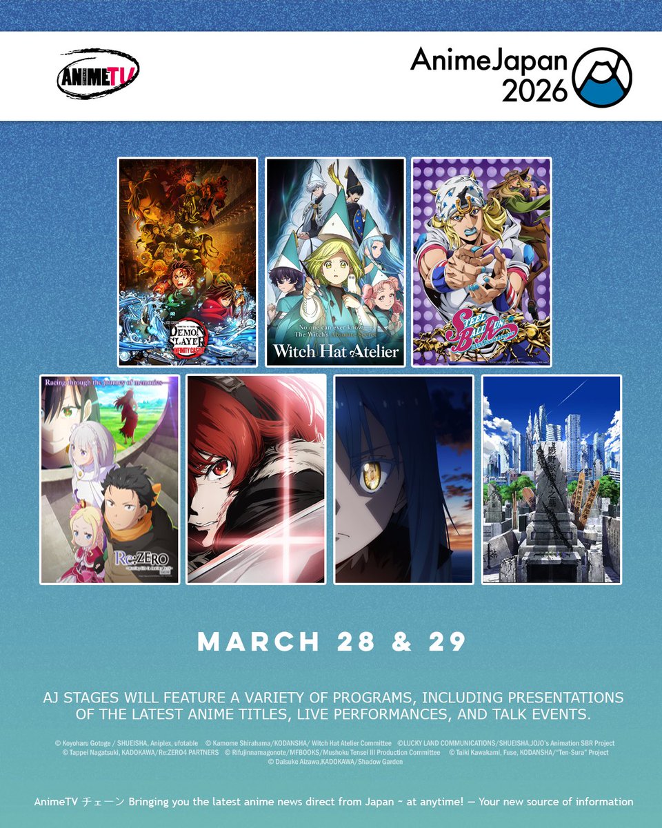 The anime’s Season 4 will have a stage event at AnimeJapan 2026, taking place on March 28 at the White Stage at Tokyo Big Sight.

The event is expected to feature new information and updates about the upcoming season. 🎤✨

▼ Check the lineup:
animetv-jp.net/news/animejapa…
