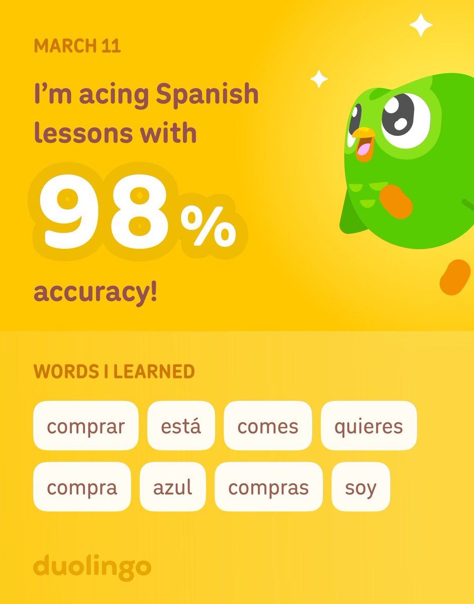 marilynn_roth's tweet photo. I’m learning Spanish on Duolingo! It’s free, fun, and effective. https://t.co/yOpwLiBRvP