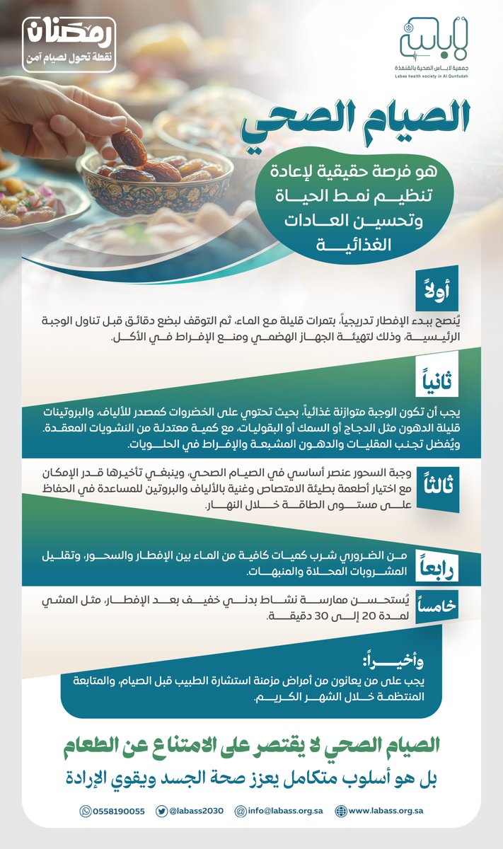 labass2030's tweet photo. #نصائح_طبيةنقطة  #رمضان #صحة_لاباس #نبض_حياه #رمضان_مبارك #صحتك_الرمضانية https://t.co/ndJcD6i2uB