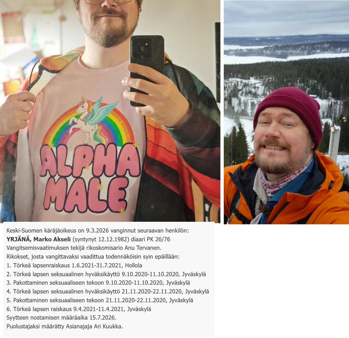 Lapsenraiskauksesta ym. vangittu alakoulun opettaja on Marko Yrjänä.