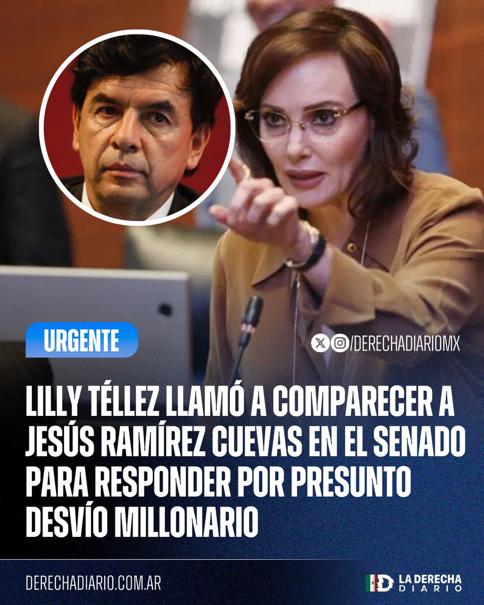 🚨🇲🇽 | #URGENTE QUE LO ACLARE: La Senadora <a href="/LillyTellez/">Lilly Téllez</a> solicitó la comparecencia en el Senado del bañagatos Jesús Ramírez Cuevas para que responda por las acusaciones expuestas por el exasesor de AMLO, Julio Scherer, en su libro.