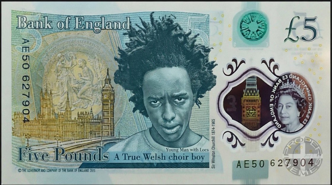 🚨BREAKING: The Bank of England has released the new proposed £5 note described as:

“A true Welsh Choir boy”.

In a statement they said we must remove away from divisive figures like Churchill to a face that truly reflects modern Britain.

NOTE: (FYI: it’s satire)