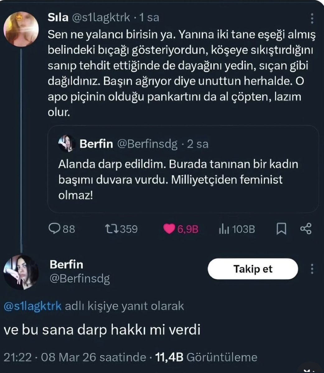 Yine Şu Ayarda Bir "Mağduriyet"
Hayır Dostum Sana Bizim Ayağa Alınmadık Değerimiz Bırakmadığın için Teşekkür Etmeyeceğiz,Seni Bunun için Mazhur'da Görmeyeceğiz Gatekeepingini Yaptığın 79 Erdemle Güttüğün Asalaklar Sana Proletaryaya Daha Uygun Bir İş Bulabilir,Küfre Doy Artık