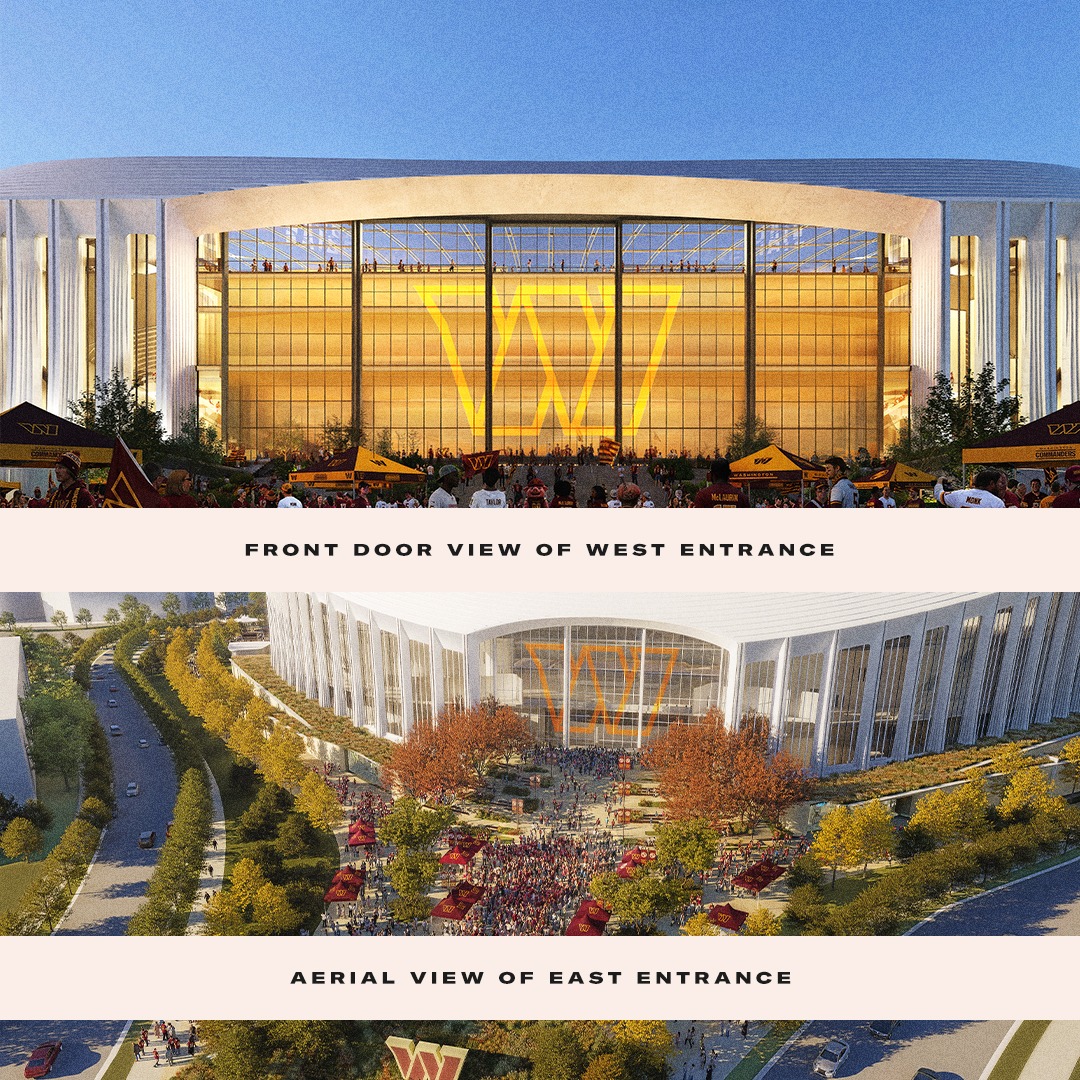 Commanders's tweet photo. while we have your attention...some new stadium renderings just dropped 🤩