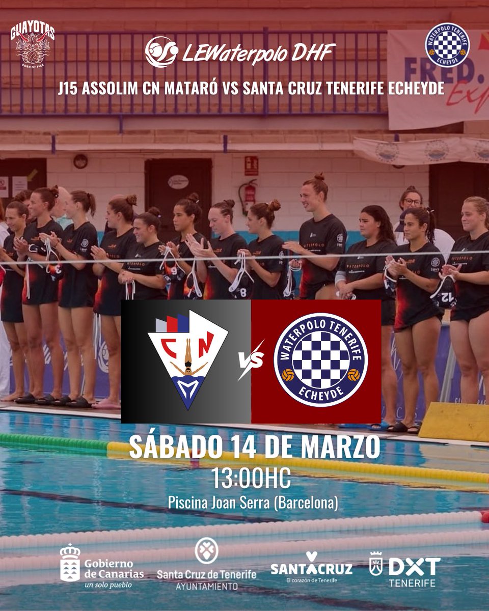 CNECHEYDE's tweet photo. 🤽🏻‍♀️#PREVIA | Las #GuayotasEcheyde 🔥 se midan, sin miedo, a un auténtico miura 🥅

🏆 Jornada 15 Liga Nacional de División de Honor Femenina @LEWaterpolo 
🆚️ @cnmataro 
🗓 Sábado 14 de marzo
🕐 13:00h🇮🇨
✈️🏟️ Piscina Joan Serra (Barcelona)
📺 #LEWaterpolo TV 

#VamosEcheyde https://t.co/PDMfYBN9r3