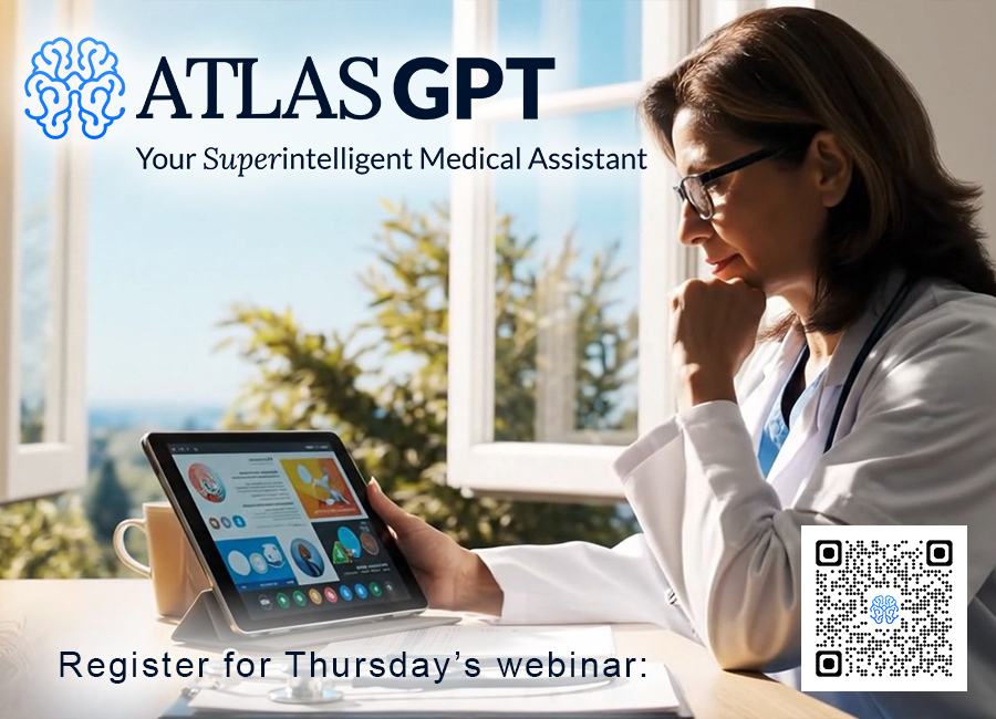 AtlasMeditech's tweet photo. Don't miss the last chance to register for our webinar tomorrow, Thursday, March 12, “Not Another AI Medical Chatbot”. AtlasGPT is built to support real-world medical decision-making—faster, clearer, and grounded in evidence. In this webinar, we’ll show how AtlasGPT as the only platform purpose-built for subspecialty care, helps clinicians move from information overload to clear, patient-specific recommendations at the point of care, with real-world examples and live Q&A.

Register for our 10AM EST/ 7AM PST webinar here: https://t.co/OTU0Fe2IBb
Register for our 3PM EST/ Noon PST webinar here: https://t.co/ldy5D4bs4M
Learn more about AtlasGPT and try for free here: https://t.co/gD3HLx8RXQ 
#AtlasGPT #ClinicalAI #AIinMedicine #MedTech #DigitalHealth