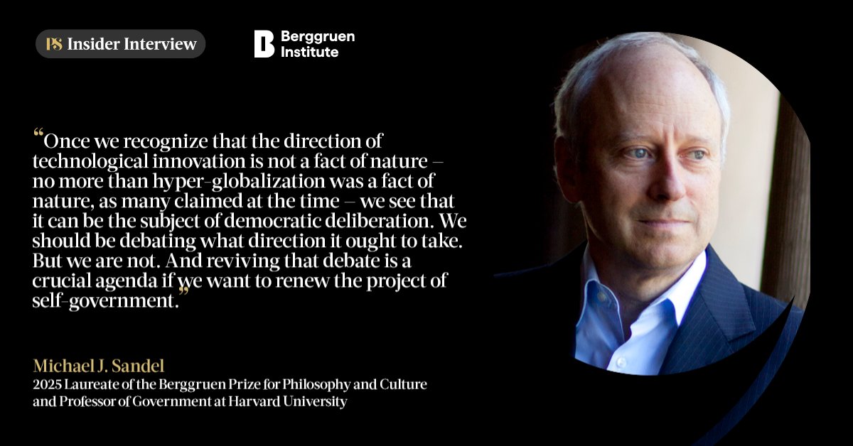 ProSyn's tweet photo. The direction of technological innovation is not inevitable, argues Michael J. Sandel in a new #InsiderInterview. Instead, it should be the subject of democratic debate. Watch his full conversation with Nobel laureate @DAcemogluMIT at the link. @berggruenInst @NoemaMag
https://t.co/Acuw1x35jb