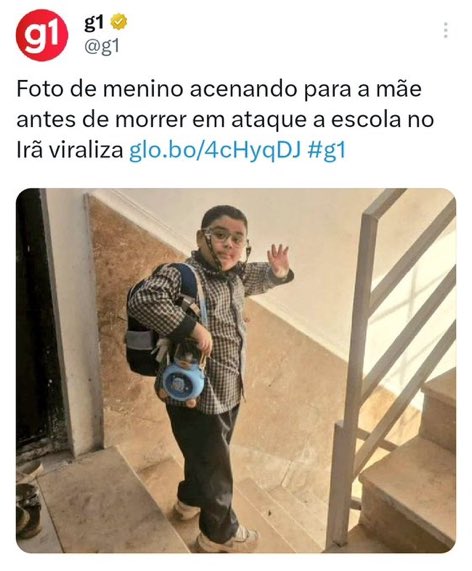 No caminho dessa criança iraniana tinha um pedófilo que, para desviar a atenção de seu envolvimento com Epstein, atacou o Irã e acabou com a vida do garoto que tinha muitos sonhos.