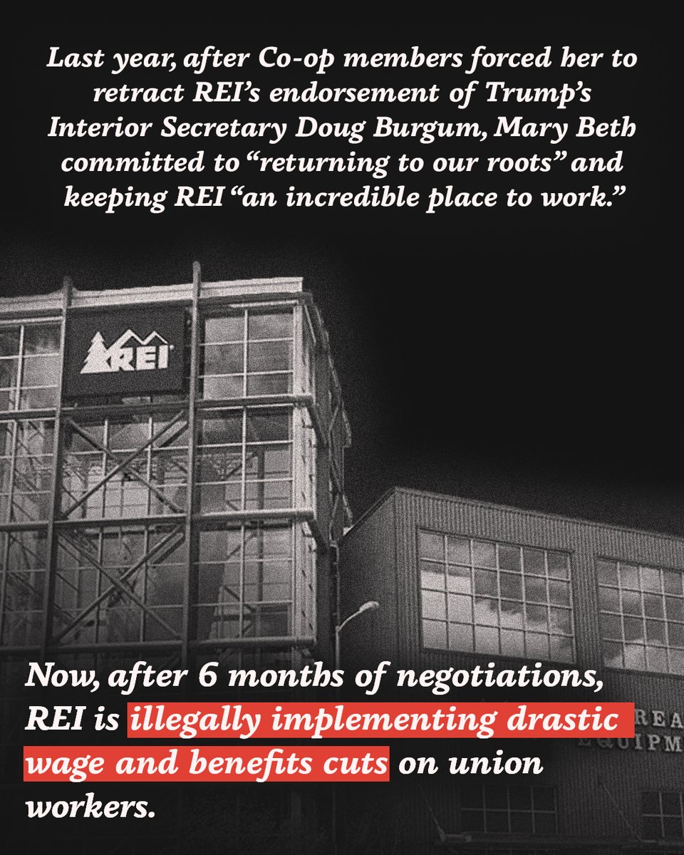 reiunion's tweet photo. After six months of negotiations, REI failed to reach a union contract with its workers.

This week, we will share the untold story of the last six months of bargaining with REI. Stay tuned - on March 17th we'll have a big announcement for REI members and customers. https://t.co/SDLYM77QD4