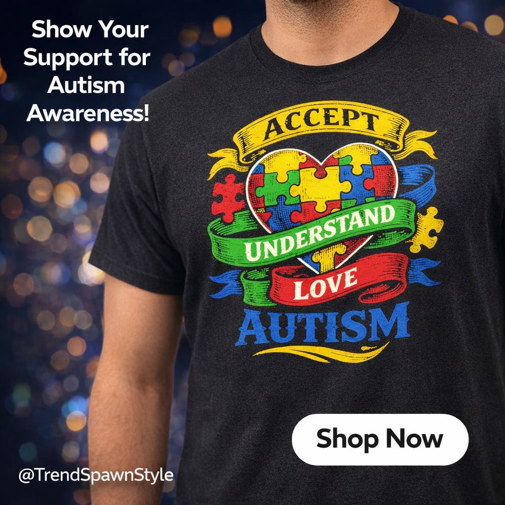 TrendSpawnStyle's tweet photo. Question for the community: What's one word that describes the love you have for someone with autism? For us it's ACCEPTANCE. Show it with this bold neurodiversity heart tee! 💪🌟

Get it here: https://t.co/kiLKcRl9jQ

#AutismFamily #AcceptanceMatters #PuzzleHeart #Amazon #PrintOnDemand