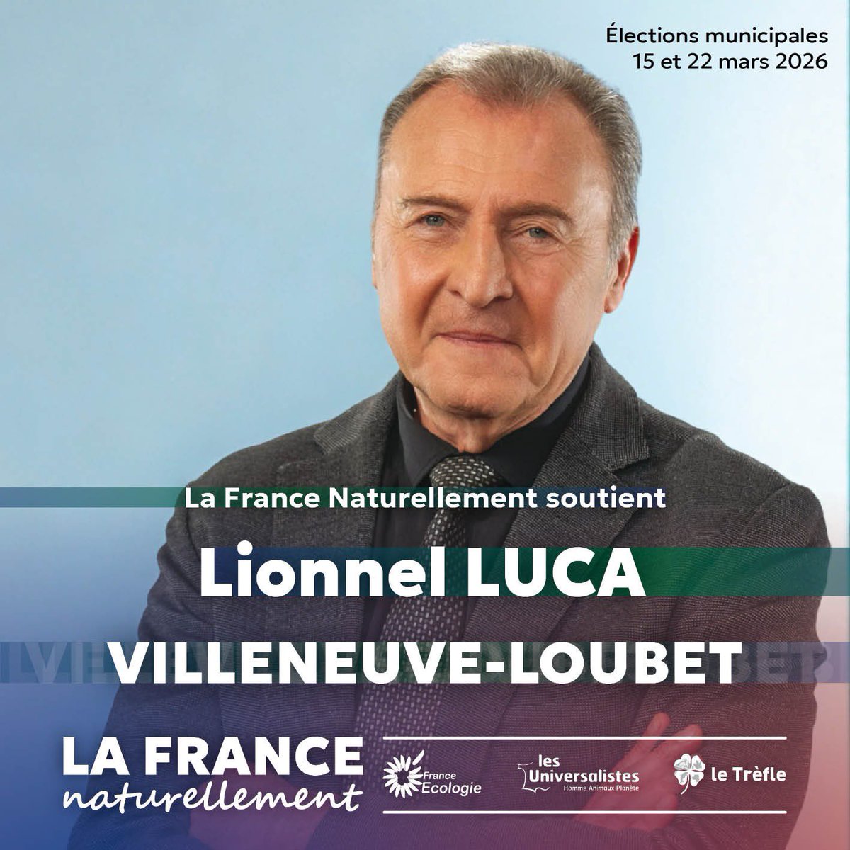 #Municipales2026 🇫🇷

🗳️ La France Naturellement apporte son soutien à Lionnel Lucas et sa liste Villeneuve Loubet pour Tous aux municipales 2026 à #VilleneuveLoubet

<a href="/FranceEcologie/">France Ecologie</a> 
<a href="/Universalistes1/">Les Universalistes - Homme Animaux Planète</a> 
<a href="/Le_Trefle_LNE/">Les écologistes du Trèfle</a> 
<a href="/Parti_UNE/">Union Nationale Écologiste</a>