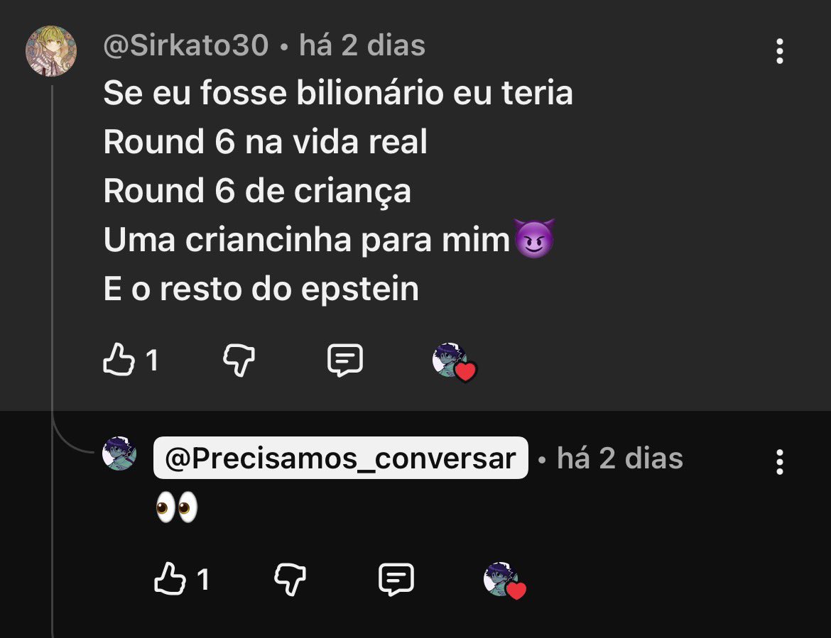 devilmayteus's tweet photo. @LuvasMoscardini @jao_Arthuur olha o comentario q e o cara curte e reage no proprio video, completamente doente https://t.co/M4zDZ7tBQR