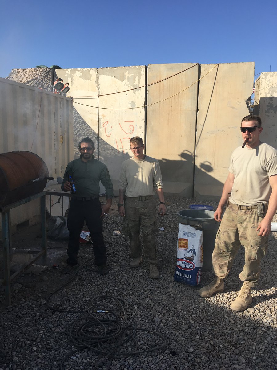 Alladdin1983's tweet photo. ⚠️ To all the politicians and social media grifters losing their minds over @PeteHegseth spending money on steak and seafood for deployed troops, spare us the outrage.

In 2017–2018, I was deployed to Iraq as a contractor supporting Operation Inherent Resolve (final ISIS push). When I flew into Al Qaim Air Base, I saw something that stuck with me: our troops had been eating MREs for months.

So instead of complaining, I did something about it.

I connected with our Iraqi partners and started buying chicken and fresh meat so we could run cookouts for the troops. Some Air Force maintenance guys even converted oil barrels into grills so we could cook real food - fresh protein, hot meals, something that actually boosted morale for the warfighters grinding it out every day.

People who’ve never spent a day in a combat zone want to lecture everyone about “steak.” FUCKYOU 

Here’s the reality:
When you're deployed in a war zone, a real meal means everything. Specially in contingency operation where you don't have infrastructure.  
Our troops deserve the best food we can give them. Period.

Here are a few photos from that deployment.

For transparency I didn't pay for all of this out of my pocket. the troops chipped in as well for good food. 
@DataRepublican @data_republican @GBNT1952 @DOWResponse @dow @pepesgrandma @nicksortor @SecWar @elonmusk @cb_doge @WallStreetMav @WallStreetApes  @SafetyNotorious @0hour1 @MarioNawfal