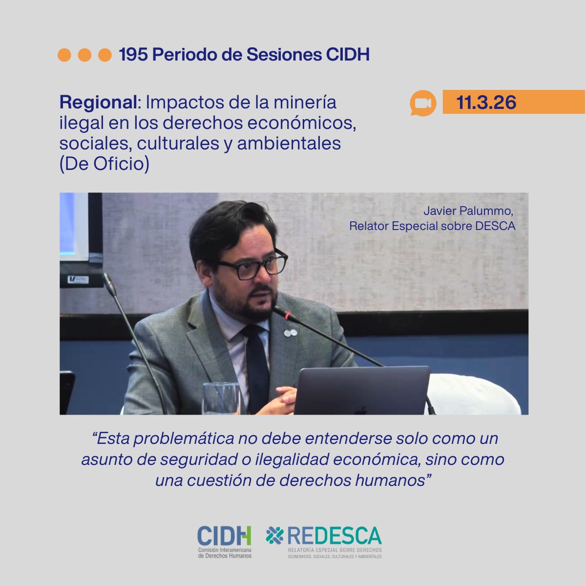 🌎 #CIDH realizó la Audiencia Regional de Oficio sobre los impactos de la #mineríailegal en los derechos económicos, sociales, culturales y ambientales, con el objetivo de documentar patrones, desafíos y buenas prácticas para fortalecer una respuesta interamericana con enfoque de