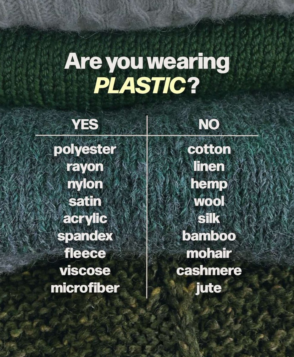 What goes on our body is just as important as what goes in it. When you’re shopping for new clothes, be sure to pay attention to the labels and look for natural versus synthetic fibers to keep the biggest organ in your body (your skin) clean and safe 👚