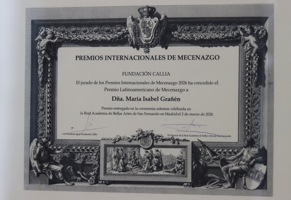 FundacionAHHO's tweet photo. Te invitamos a conocer y apreciar ‘Dumar’, obra de la artista Lara Fluxà entregada a don Alfredo Harp Helú y a la Doctora María Isabel Grañén Porrúa por haber recibido el Premio Latinoamericano de Mecenazgo 2026 de la Fundación Callia. 

Puedes visitarla en el @fahho_sanpablo https://t.co/CqeRwwZ3Ti