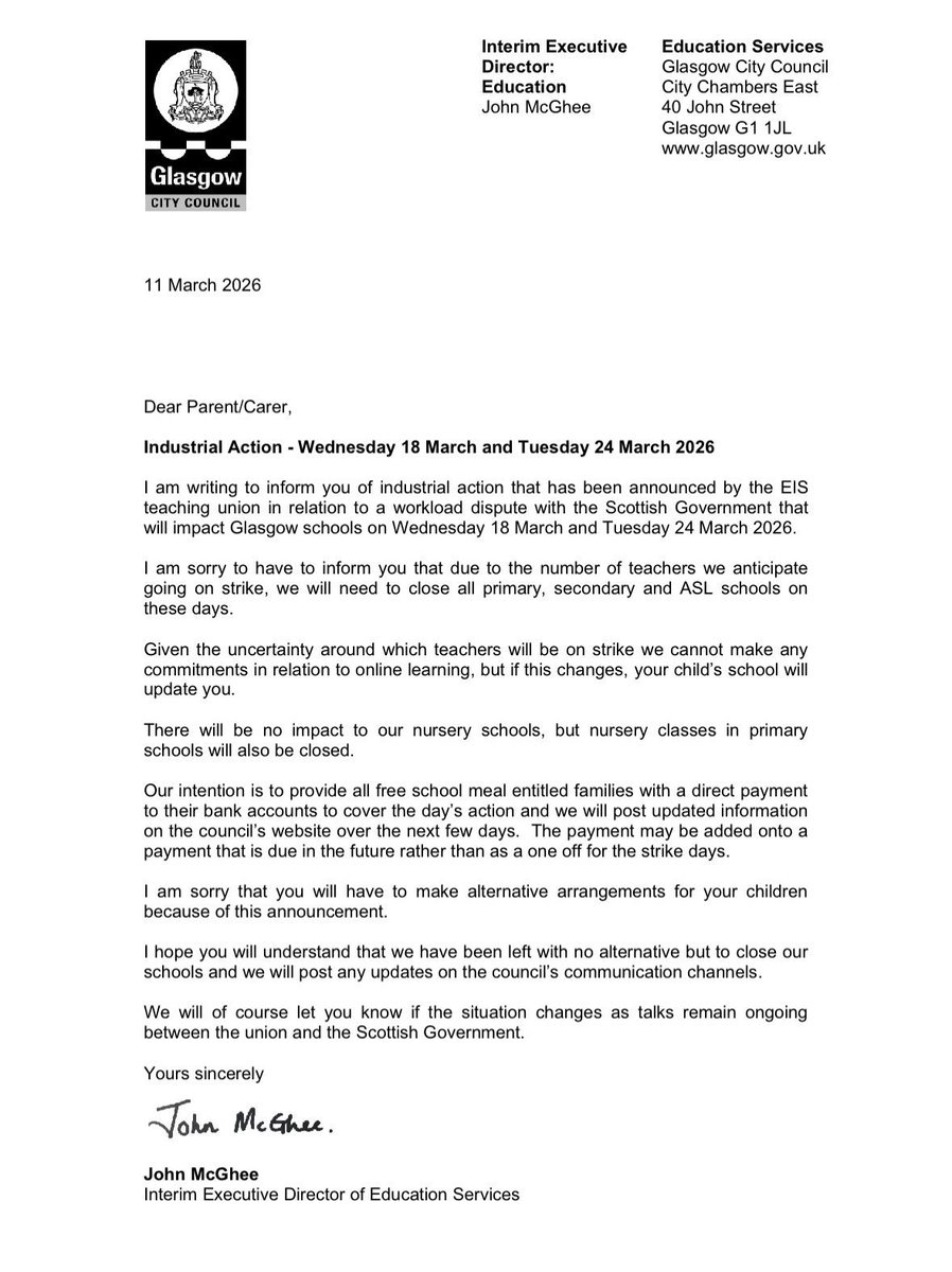 CorpusChristi_K's tweet photo. Please see letter from interim Director of Education, John McGhee regarding proposed industrial action. This has also been emailed to all families. https://t.co/M07h9FDFic