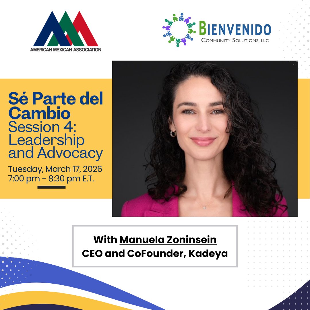 AMAUSAOrg's tweet photo. What leadership skills are needed to advocate?

Join us for Session 4 of Sé Parte del Cambio, where we will explore how leaders use their voices, values, and experiences to advocate for their communities.

#SeParteDelCambio #AMAChangeMakers #LatinoLeadership https://t.co/nzDkkRXboS