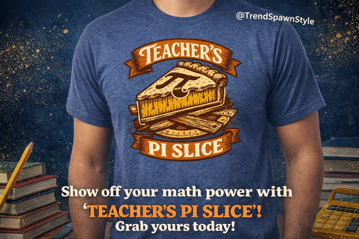 TrendSpawnStyle's tweet photo. Celebrate the irrational number that changed math forever... with a rational slice of pie! This "Teacher's Pi Slice" tee is fun, comfy, and screams teacher energy. Perfect Pi Day merch or year-round gift for your favorite educator! 🌟🍴

Available: https://t.co/kT4RMhWq9K

#PiDayFun #MathTeacherLife #EducationHumor #Amazon #PrintOnDemand