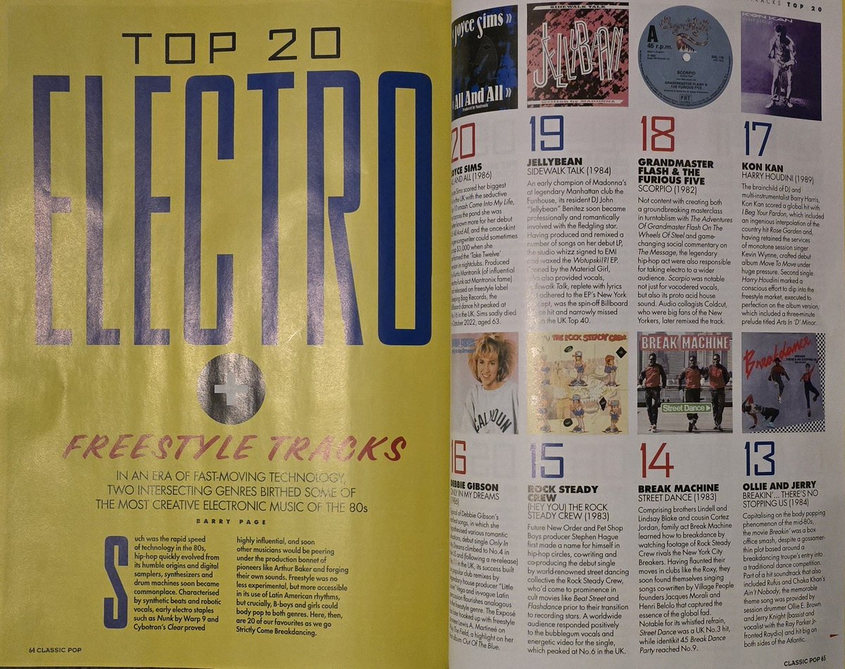 jameshyman's tweet image. ❤️ seeing &amp;amp; reading @classicpopmag Top 20 #electro #freestyle tracks in new issue ❤️