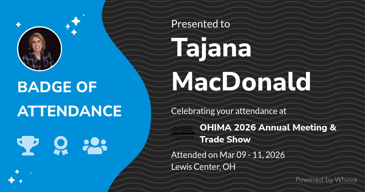anajat1's tweet photo. 🎉 Just had an incredible experience attending OHIMA 2026 Annual Meeting &amp; Trade Show! 🎉 #OHIMA26 - via #Whova event app https://t.co/WhhZTGd8ef