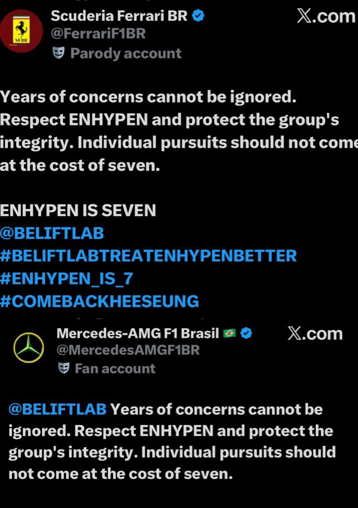 Charles Leclerc, Lewis Hamilton, Kimi Antonelli and George Russell said #ENHYPEN_İS_7