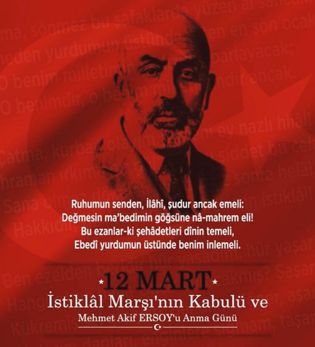 İstiklal Marşı, her bir Türk vatandaşının yüreğinde bağımsızlık aşkıyla çarpmaktadır. Mehmet Âkif Ersoy'u rahmetle anıyor, milletimizin gücünü bir kez daha kutluyoruz.