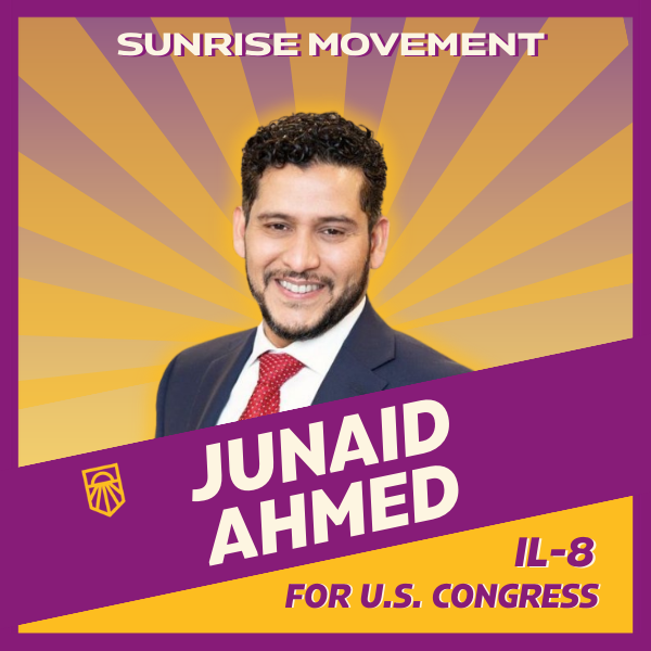 sunrisemvmt's tweet photo. Sunrise has endorsed 3 progressive, Green New Deal  champions running against AIPAC-backed candidates in Chicago. Let's elect @JunaidForUs, @KatAbughazaleh and @RobertJPeters.

Join us to call voters ahead of Tuesday's election. 

RSVP ➡️https://t.co/pol0c4UQFy https://t.co/mziXs4GQE0