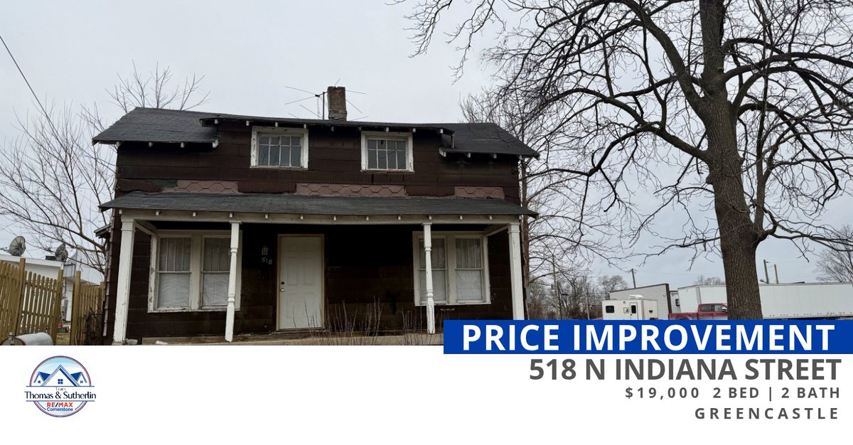 jsutherlin7's tweet photo. 📍 Price Improvement 📍 This recently reduced home at 518 N Indiana Street in Greencastle won't last long, so, don't wait to set up a showing! Reach out here or at (765) 720-5523 for more information!

Jodi Sutherlin, Realt... https://t.co/hpv7X9pMMN https://t.co/P4B61yRiXm