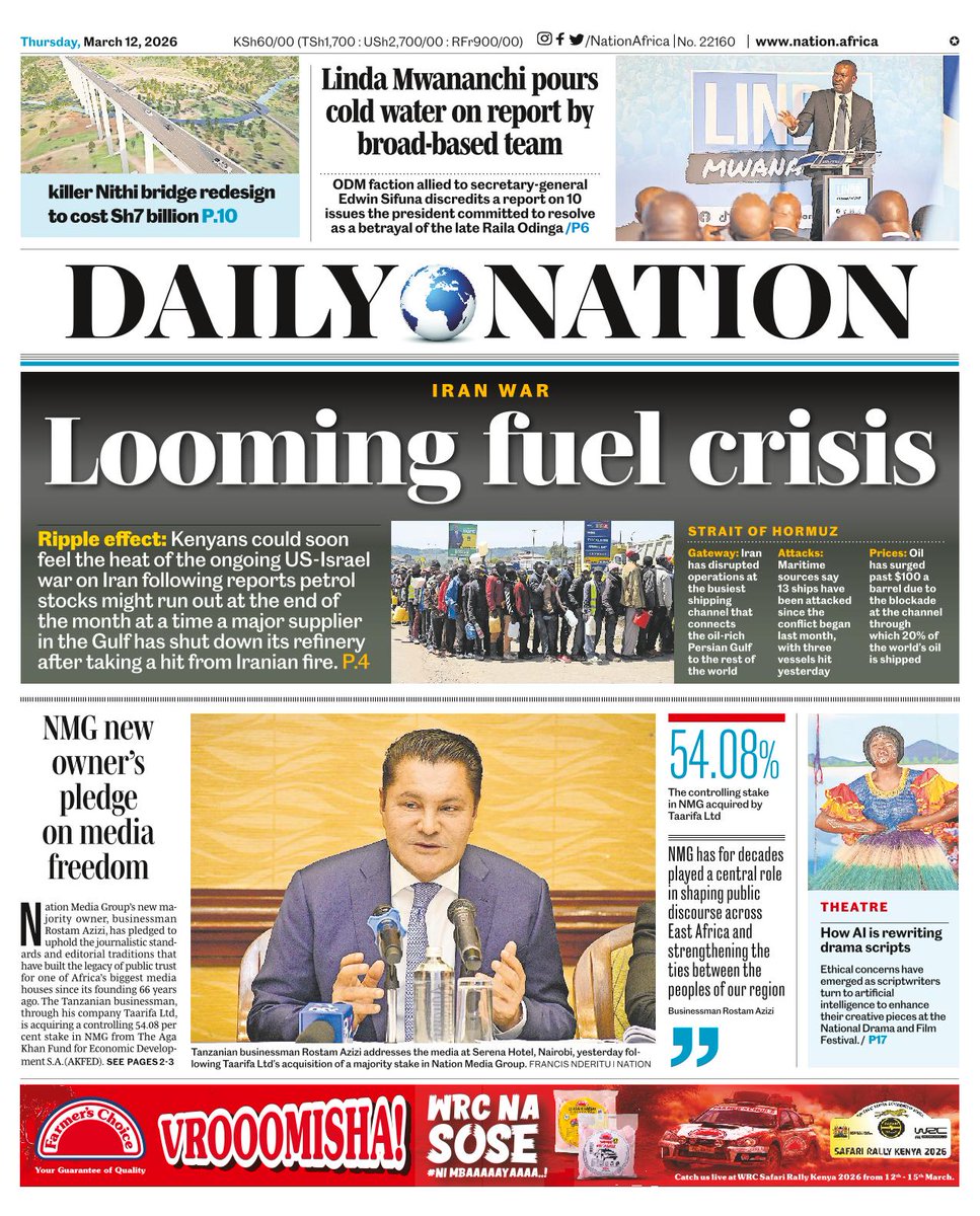 nyanducha's tweet photo. Today's newspaper headlines.
Thursday, 12th March 2026.
Contact #Victorock #Kenya on 0706357055 or info@victorockkenya.com for #Ubibot soil, temperature & humidity IoT #sensors, #Sophos firewalls, #Cisco #Meraki firewalls & switches.
#ePaper #Gazeti #Natembeya #Sifuna #Babu https://t.co/30dsUaM0VJ