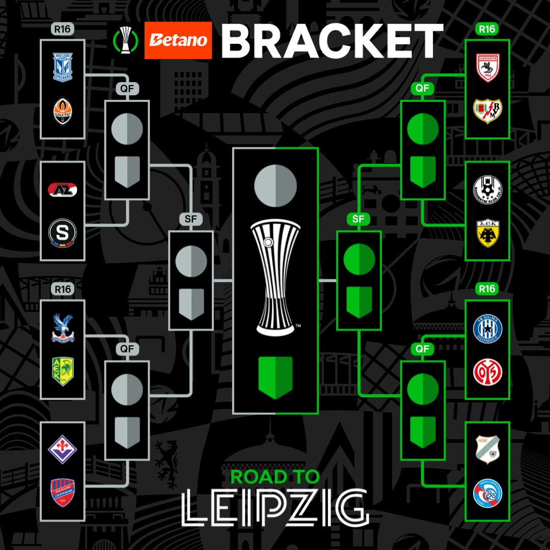 Betano_Ghana's tweet photo. New dreams, new legends! The road to the UEFA Conference League final in Leipzig starts tomorrow.

#UECLBracket https://t.co/v0GsJF5pj5