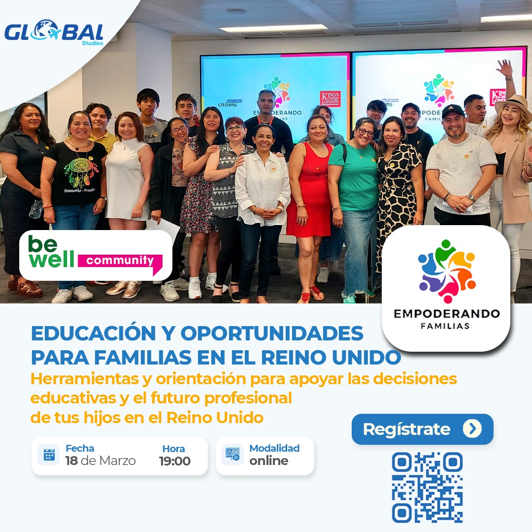 Globalstudiesuk's tweet photo. @twitterlive 
Educación, Orientación Familiar y Oportunidades Laborales en el Reino Unido 📷
¿Vives en Londres, Manchester, Bristol, Birmingham o en cualquier parte del Reino Unido?
#familias #educación #ReinoUnido #FuturoProfesional #PadresEHijos #EstudiarEnUK https://t.co/i7d59f2epx