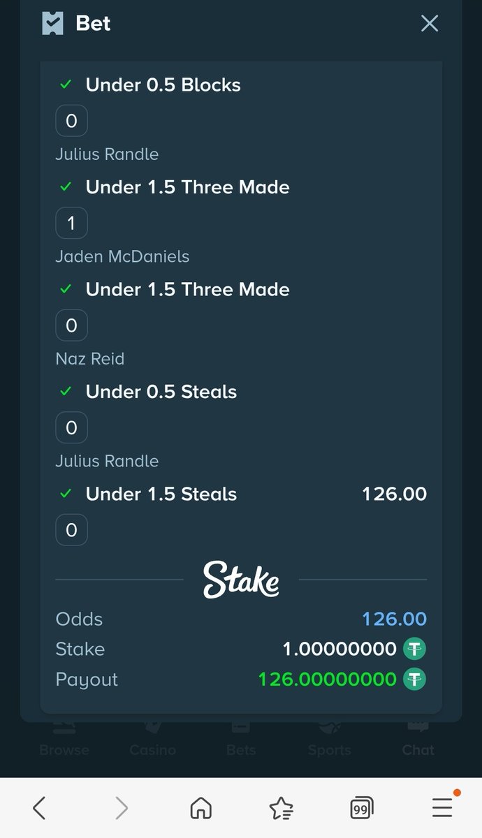 dysuanco85's tweet photo. Best $1 I ever spent. 126x and it hit yesterday 😂
#stake #nbaparlay https://t.co/v1O4mZBb9a