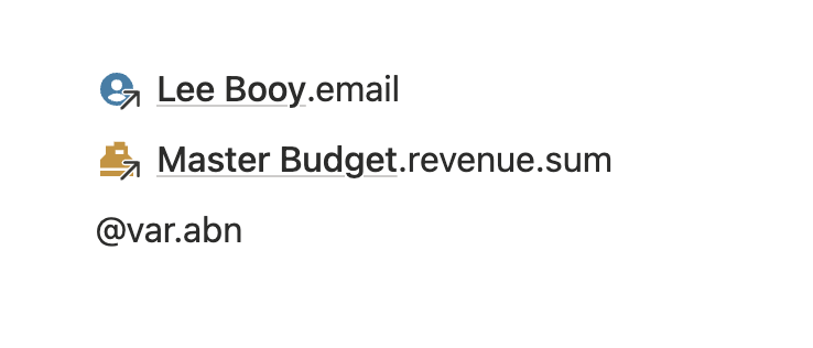 LeeCrockford's tweet photo. @wustep @Note_Shell @NotionHQ @edwardshturman I guess I'd love to be able target not just DBs or records, but the properties inside them. 3 examples using:
- Email within contacts DB
- Sum of revenue column
- A variable database. e.g. I'm always having to refer to our company ABN in documentation. https://t.co/gQWynenFRM