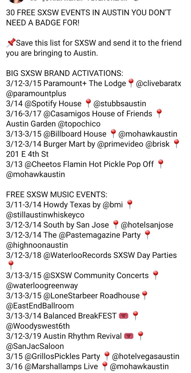 Virginia78704's tweet photo. During #SXSW  #sxsw2026 there will be a lot of #FreeUnofficialsxswShows with lots of great artist.  Here are a few. #FreeShows #Hotelvegas #YetiMusicShowcase #ListOfFreeShows #AustinTexas https://t.co/FLXgWJ79NS