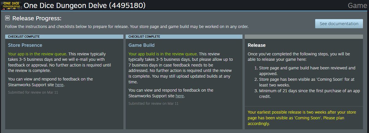 stealthstack's tweet photo. One Dice Dungeon Delve has officially been submitted to Steam! 🎲
🏆 Global Steam Leaderboards &amp; Daily Challenges.
🎮 Native Steam Deck &amp; Xbox Controller support.
✨ Steam Achievements.
Once approved, we'll be ready for wishlisting.
#ODDD #IndieDev #GameDev #Roguelike https://t.co/1O86wRrX16