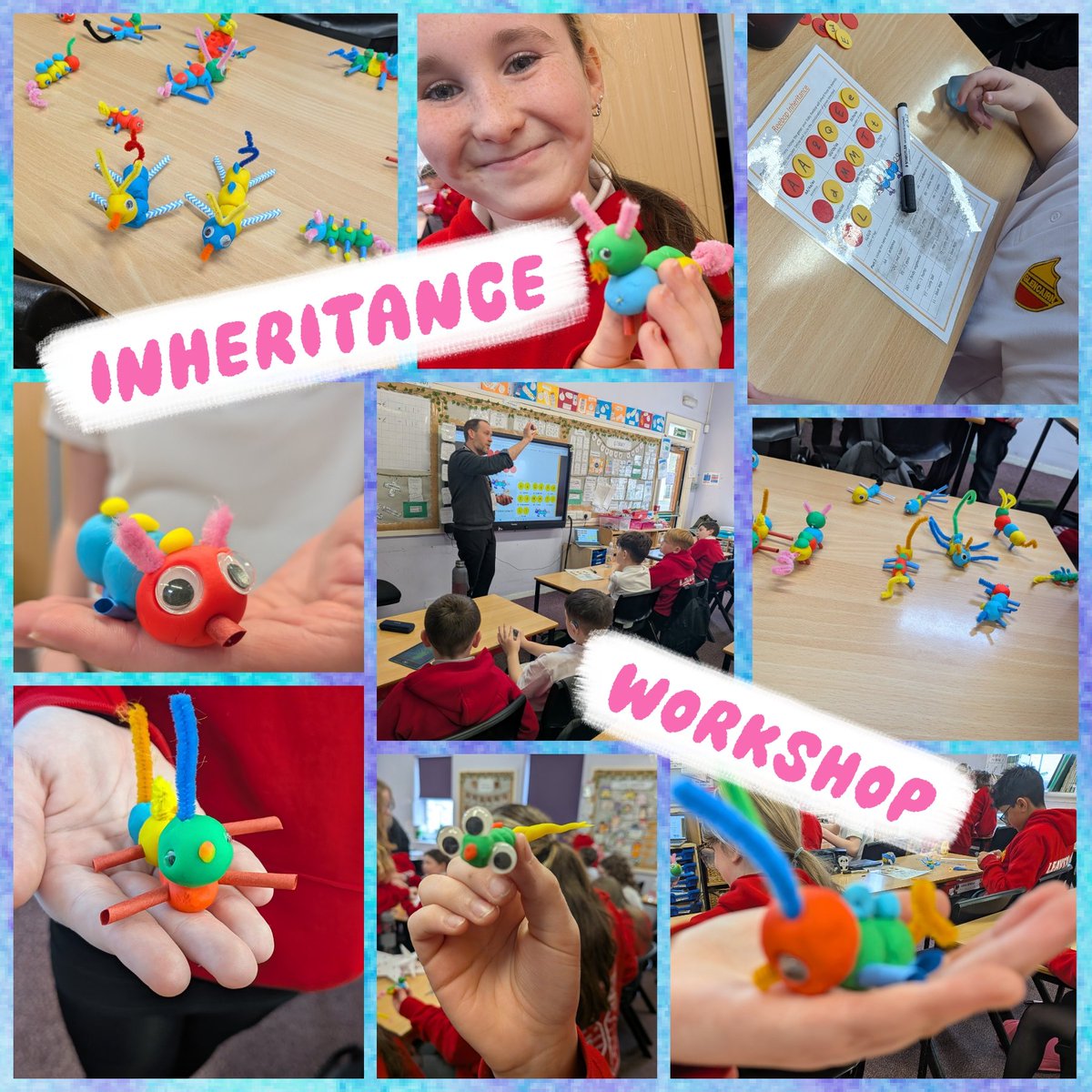 glencairn_ps's tweet photo. P7 enjoyed their visit from Tim yesterday where they learned about the basics of dominant & recessive genes 🧬 Using this knowledge they then created their own baby 'Reebops' @NAC_STEM #handsonlearning #STEMweek #inheritance 🧬 https://t.co/M5EhIOPCaS