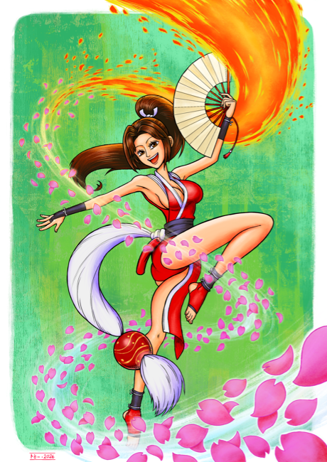ThommyElfving's tweet photo. Finished some Mai Shiranui fan art, just in time for Capcom Cup. #CAPCOMCUP12 https://t.co/18fEHs5jFz