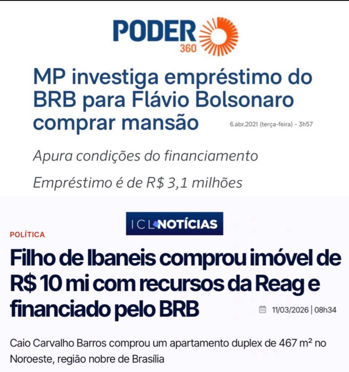 A  mesada de 300 mil para o filho do Lula era fakenews, mas os MILHÕES vindos do BolsoMaster para os filhos de Bolsonaro e Ibaneis para compra de Mansões estão comprovados e SOB investigação.