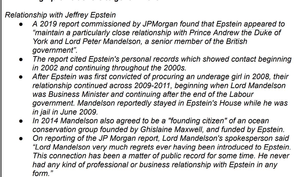FraserNelson's tweet photo. Starmer said of Mandelson "He had portrayed Epstein as someone he barely knew. And when that became clear and it was not true, I sacked him" (Feb6)

Today's documents show what Starmer was told about Mandelson by HMG officials before the appointment... https://t.co/94uxIhSkh3