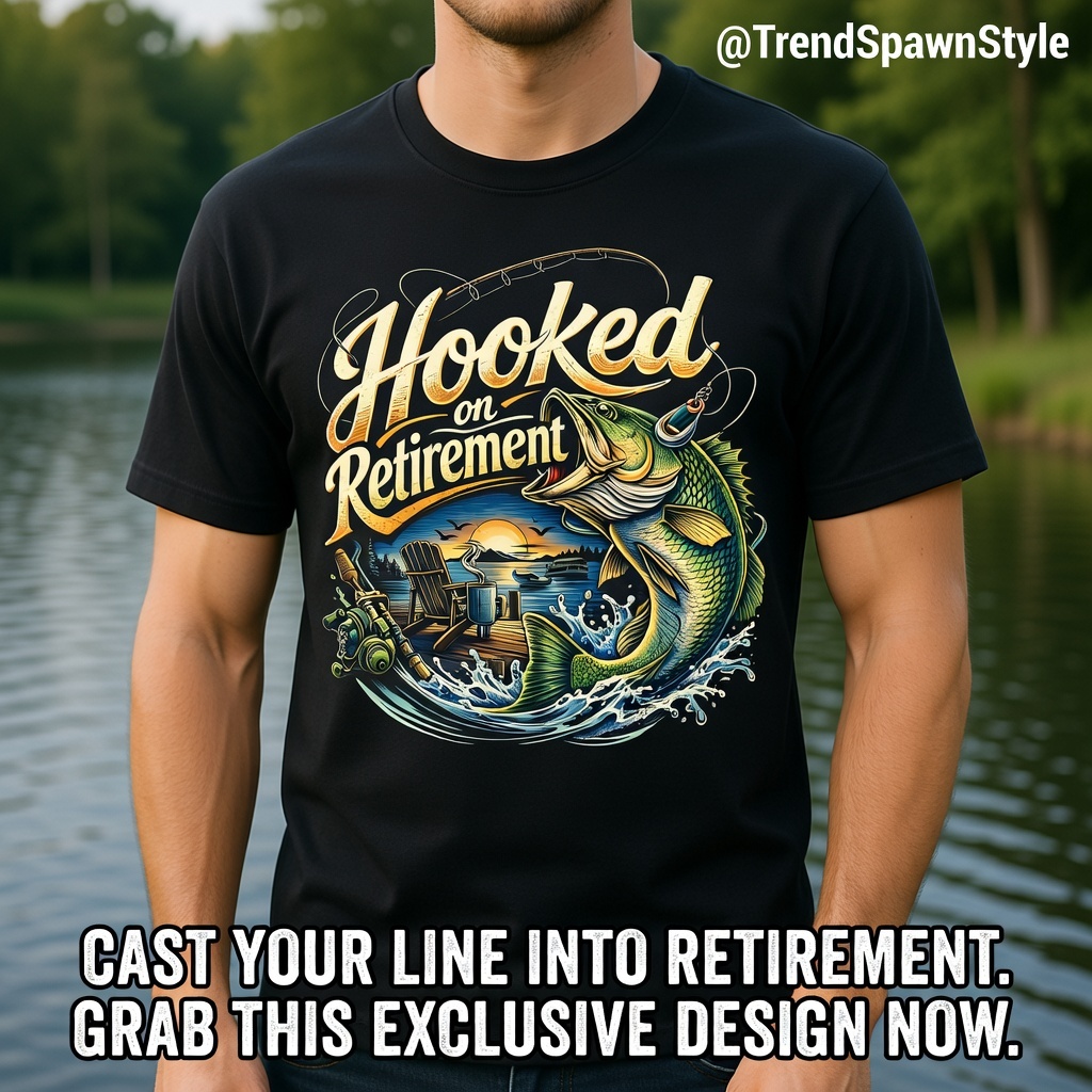TrendSpawnStyle's tweet photo. No more meetings – just meetings with the fish! 😂 This "Hooked on Retirement Now Fishing All Day" design is pure gold for any retiree living the angling dream. Wear it on the boat, at the dock, or just bragging rights at home. Who's with me? 🔥

Shop link: https://t.co/2WJQchGcXh

#RetirementFun #AnglingLife #HookedForever #Amazon #PrintOnDemand