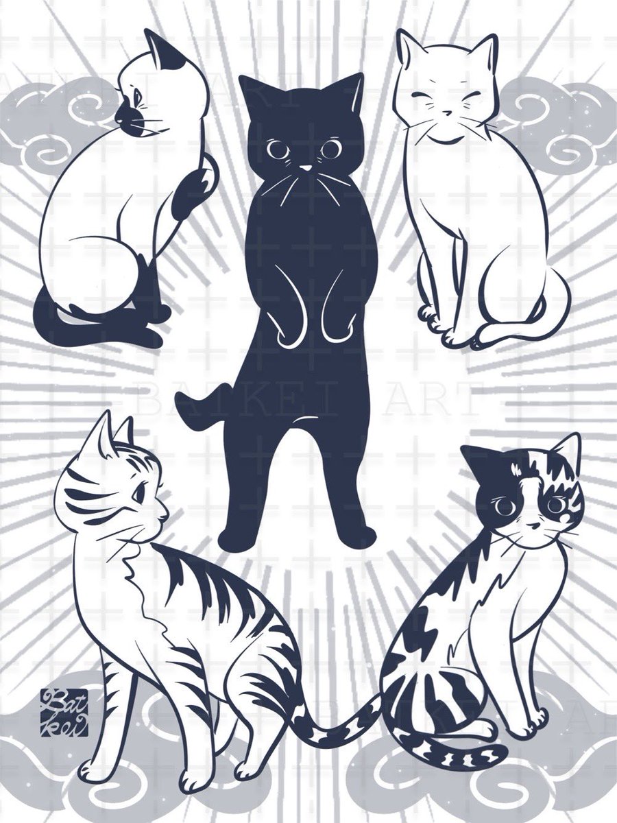 BATKEIART's tweet photo. 🐱✨先代の猫たちとこうちゃんとby BATKEIART 

どうかこうちゃんを見守ってくれますように
三毛のまいちゃんお願いね
私もしかしたら至らない人間かもだから…

そんな祈りを込めて描いてみました

#イラスト #illustration #batkei #cat #猫 #黒猫 https://t.co/3ceOiptNDW