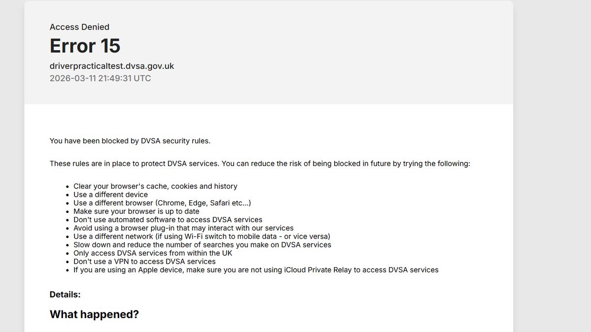 VicaryJames's tweet photo. @DVSAgovuk @DVLAgovuk literally no tests within 100 miles and I've been blocked for clicking "Show more" on tests before being able to see an available test slot??? How are we meant to actually find tests? https://t.co/pR4kqVYjsk