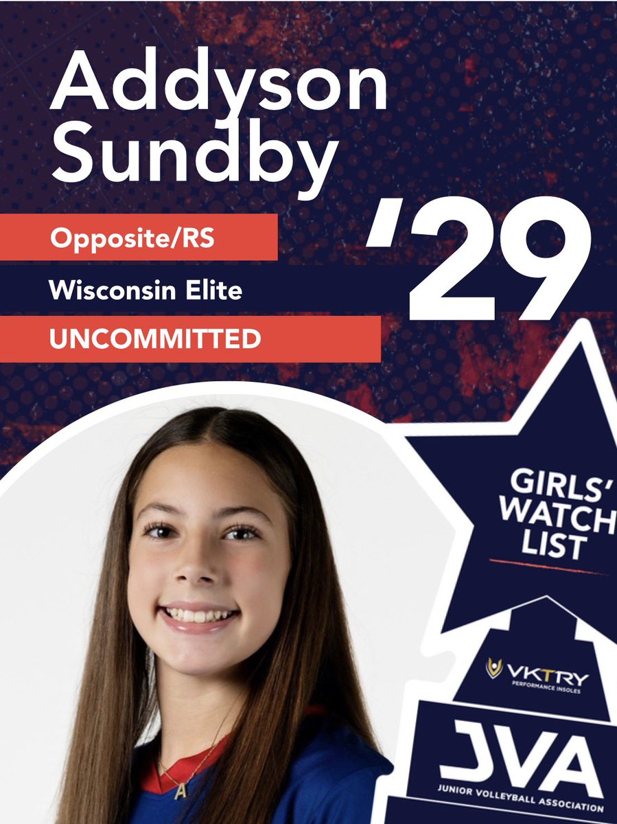 AddysonSundby's tweet photo. Grateful to be selected to the 2026 @jvavolleyball Watch List! Equally grateful to my teammates and coach for pushing me to be my best! https://t.co/Mtw8lsp3LZ