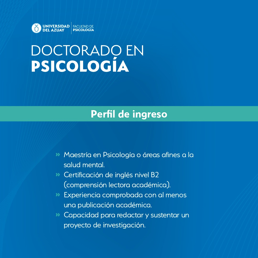 uazuay's tweet photo. 🎓 El Doctorado en Psicología está dirigido a profesionales que buscan fortalecer su trayectoria académica, investigativa y docente. Un programa diseñado para transformar la salud mental del país a través de la investigación avanzada y la intervención efectiva.