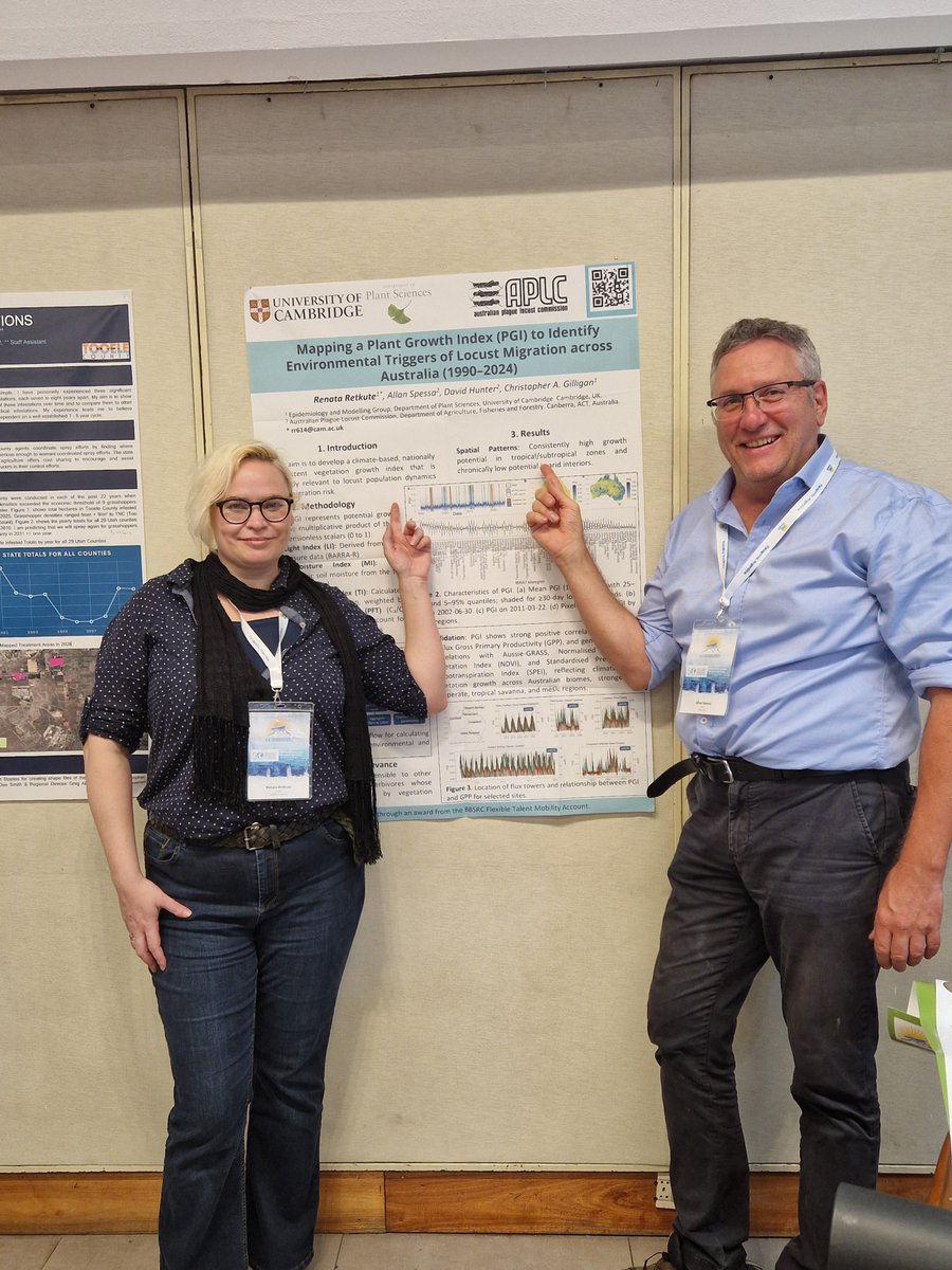 Presenting our poster on the Plant Growth Index at #ICO2026 with collaborator Dr Allan Spessa from the Australian Plague Locust Commission.