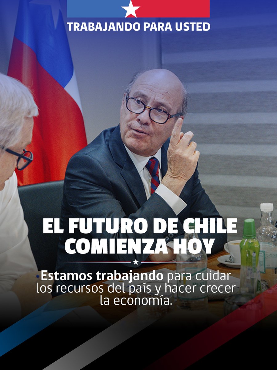 Por un Chile con crecimiento, estabilidad y responsabilidad fiscal. 🇨🇱

Desde el Ministerio de Hacienda trabajaremos para cuidar los recursos del país y fortalecer las bases del desarrollo económico. 📊

#TrabajandoParaUsted