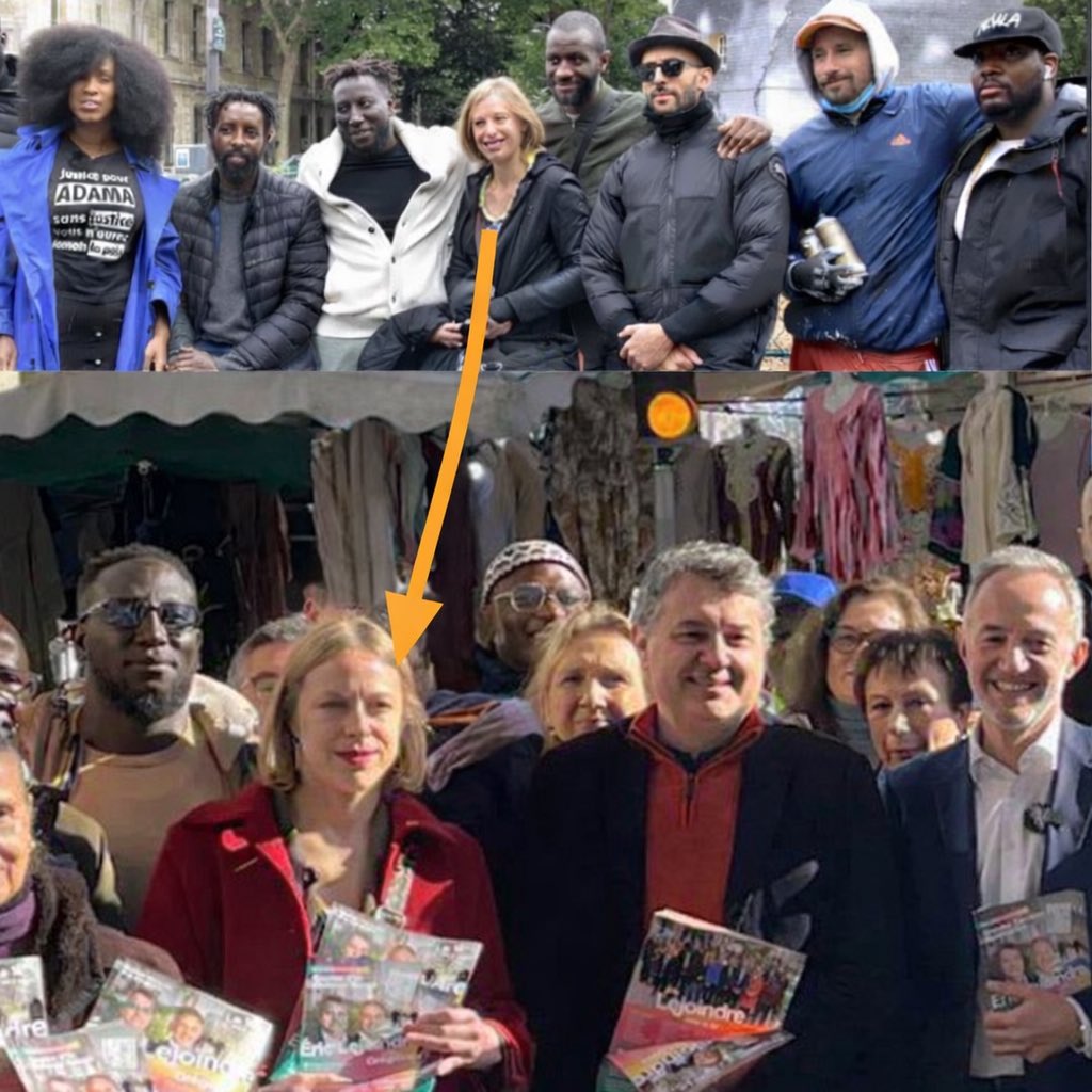 Bonsoir <a href="/egregoire/">Emmanuel Grégoire</a>,

C’est bien toi sur la photo du bas posant avec ton amie Anne-Claire Boux tenant tes tracts à la main, la même qui pose à côté d’Assa Traoré sur la photo du haut ?

C’est bien toi qui prétend incarner une gauche républicaine coupée des Insoumis ?