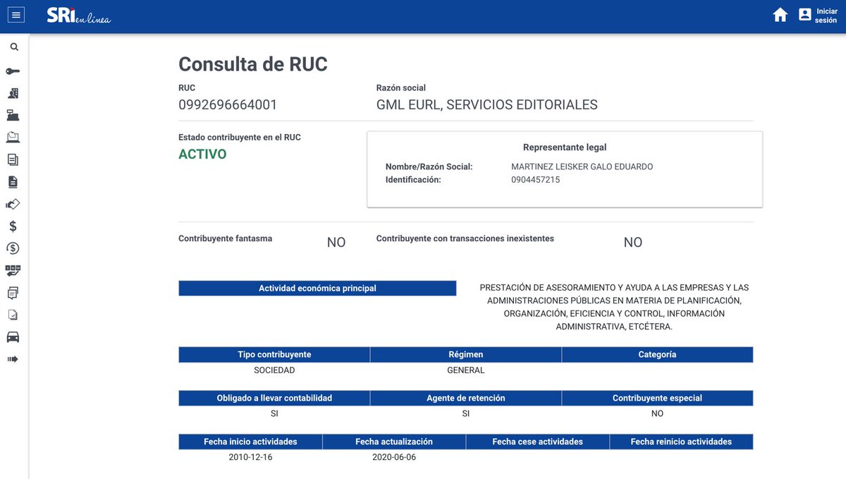 🗣️📣

Cada día se confirmaría la tesis de la salida de dinero de #Granasa por una vía poco transparente para un grupo de accionistas. A través de la empresa GML URL, Servicios Editoriales, Galo Martínez Leisker, a pesar de que es el presidente ejecutivo, y hasta hace poco